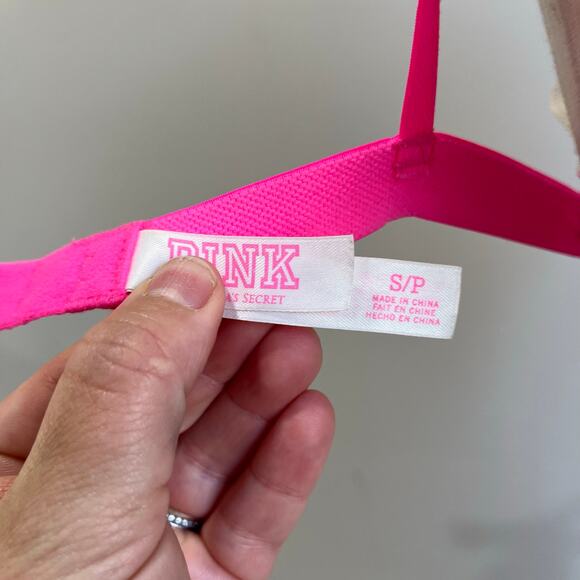 Victoria’s Secret Pink Floral Lace Sheer Triangle Bralette Wireless S - Picture 5 of 6